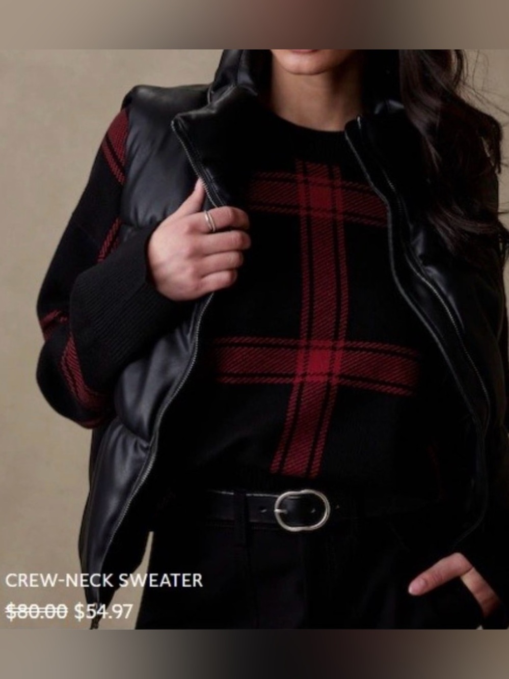 Black and Red Plaid Sweater Banana Republic Fall Autumn Back To School Outfit